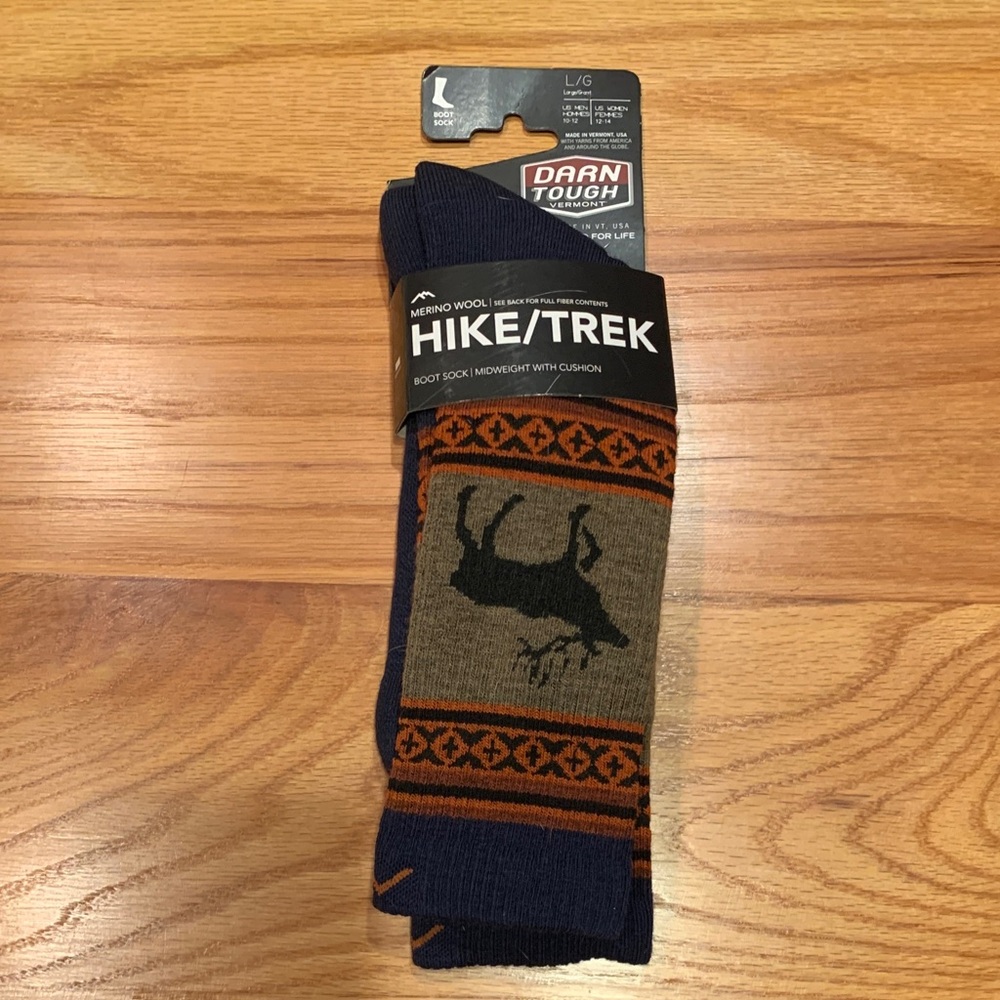 Darn Tough Men's Merino Wool Hiking Socks - Navy & Rust